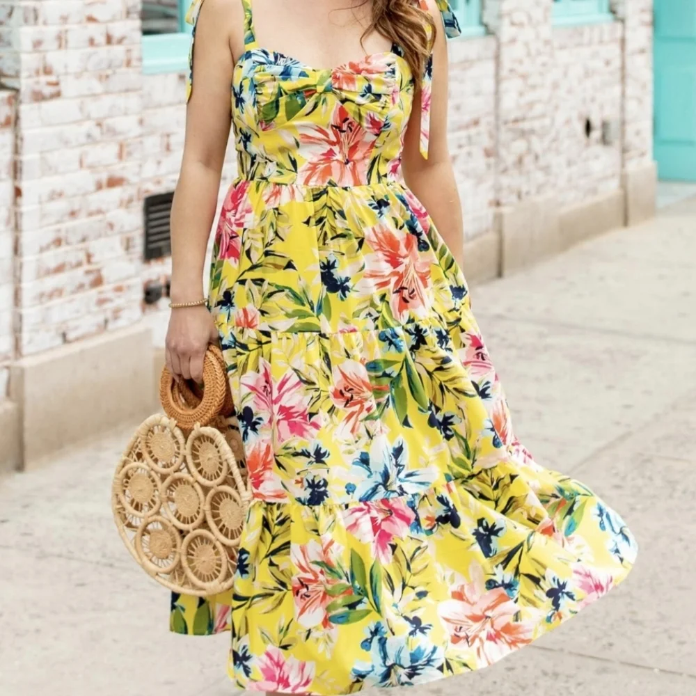 Eliza J Yellow  Midi Dress - Picture 2 of 5